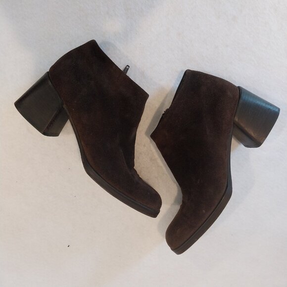 Via Spiga Booties Womens 8.5 M Brown Suede Block Heel Ankle Boots Made in Italy. - Picture 3 of 10